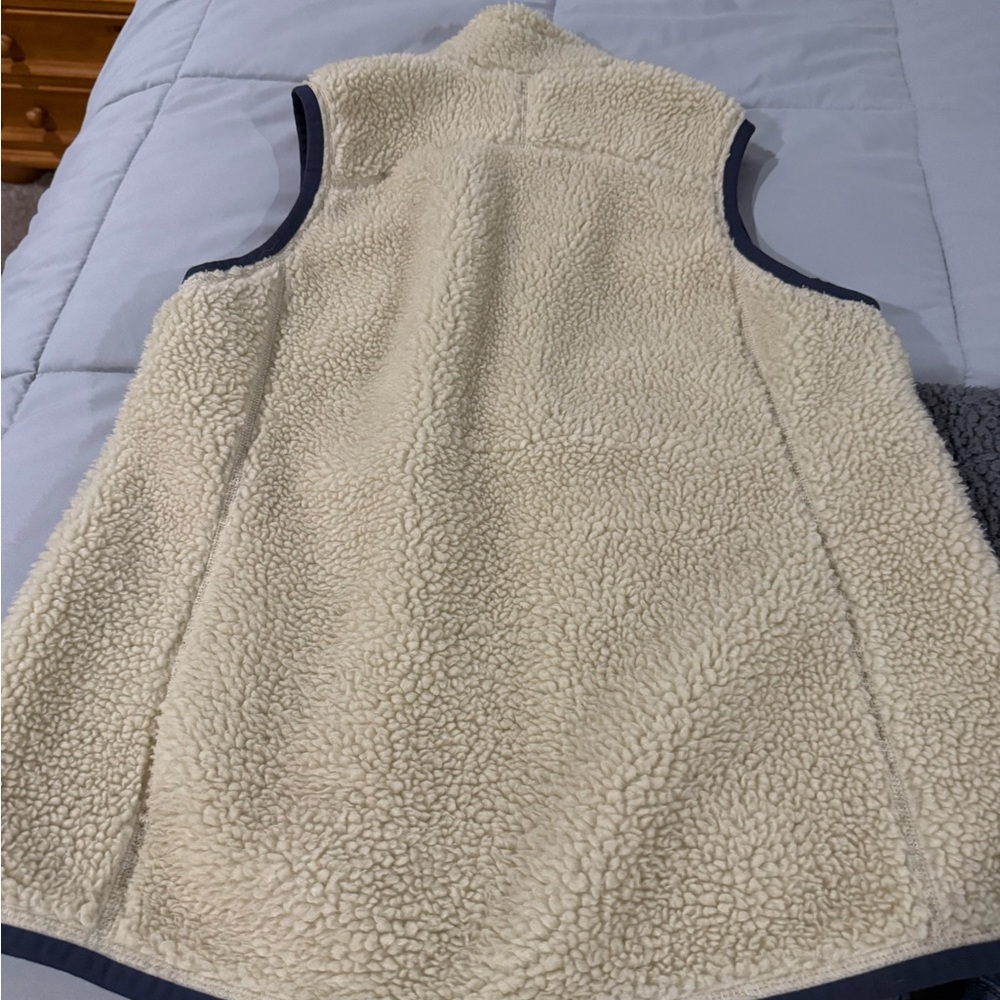 L.L. Bean Blue and White Sherpa Fleece Vest